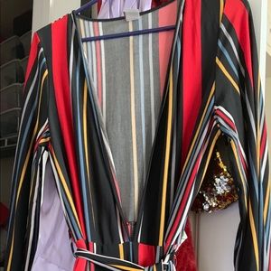 Striped forever 21 plus size jumpsuit